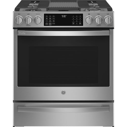 GE Profile PC2S930YPFS 30” Dual Fuel Slide-In Range with Wifi Stainless Steel