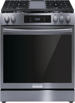 Frigidaire Gallery  30" Gas Range in  Black Stainless Steel GCFG3060BD