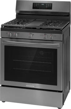 Frigidaire Gallery GCRG3060BD 30" Gas Range with No Preheat + Air Fry in Black Stainless Steel