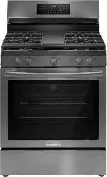 Frigidaire Gallery GCRG3060BD 30" Gas Range with No Preheat + Air Fry in Black Stainless Steel