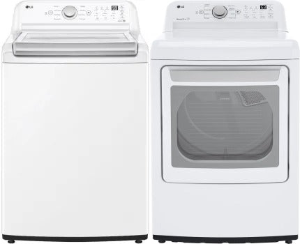 LG 5.8 cu ft Top Load Washer and Electric Dryer WT7150CW DLE7150W