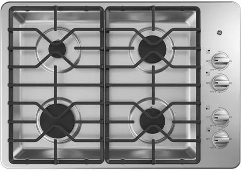 GE JGP3030SLSS 30" Built-In Gas Cooktop with Dishwasher-Safe Grates in Stainless Steel