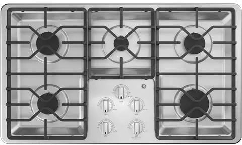 GE JGP3036SLSS 36" Built-In Gas Cooktop with Dishwasher-Safe Grates in Stainless Steel