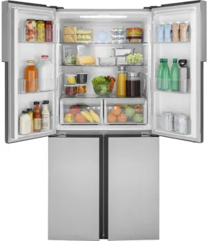 Haier QHE16HYPFS ENERGY STAR® 16.8 Cu. Ft. Quad Door Refrigerator in Fingerprint Resistant Stainless