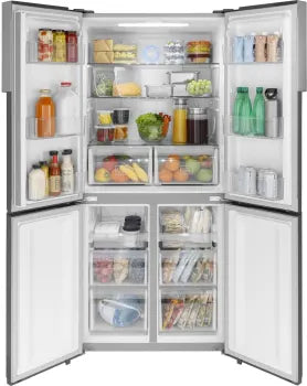 Haier QHE16HYPFS ENERGY STAR® 16.8 Cu. Ft. Quad Door Refrigerator in Fingerprint Resistant Stainless