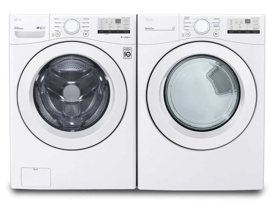 LG 5.2 Cu. Ft. Front-Load Washer and 7.4 Cu. Ft. Electric Dryer - White WM3400CW DLE3400W