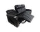 BonnyLynn Cinema Collection 86" Black Genuine Leather Power Reclining Massage Sofa with Power Headrests and Heated Seats