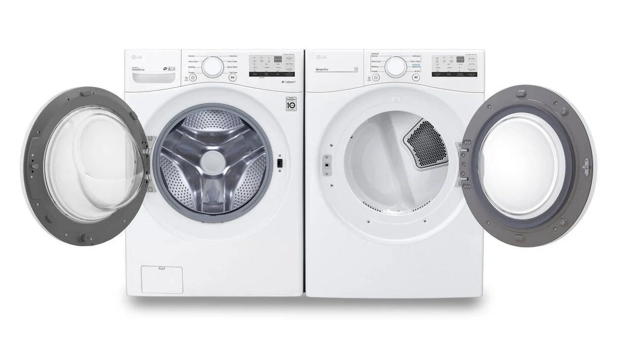 LG 5.2 Cu. Ft. Front-Load Washer and 7.4 Cu. Ft. Electric Dryer - White WM3400CW DLE3400W