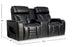 BonnyLynn Cinema Collection 75.5" Black Genuine Leather Power Reclining Massage Loveseat with Power Headrest and Heated Seat