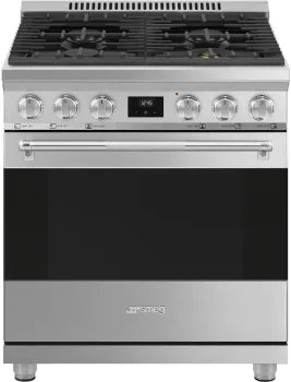 Smeg SPR30UGGX Professional 30" Stainless Steel Freestanding Gas Range