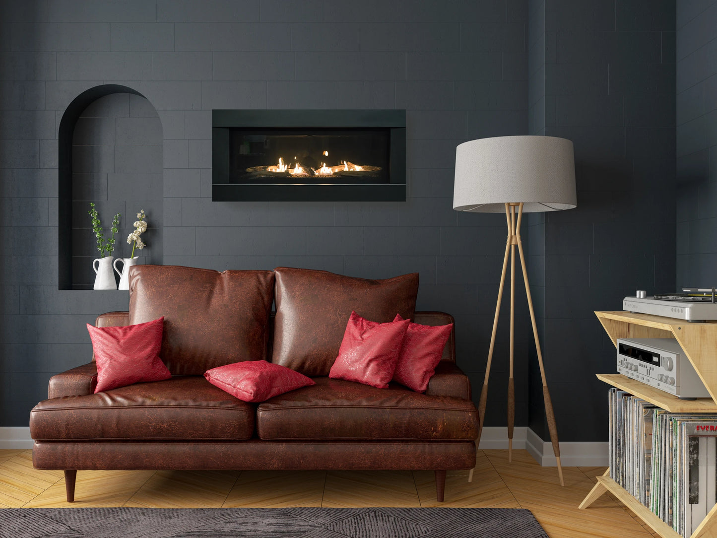 Sierra Flame Stanford 55" Linear Direct Vent Gas Fireplace - STANFORD-55G-NG-DELUXE