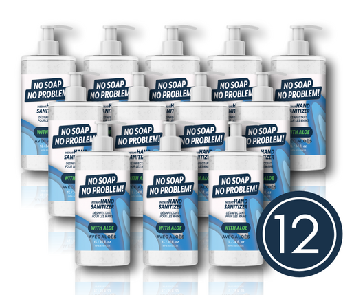Pack of 12  - No Soap No Problem Hand Sanitizer with Aloe 1 Liter Pump Bottle - (12 Liters)