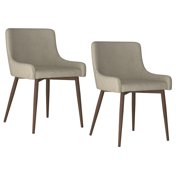 Inspire 202-086BG/WAL Bianca Side Chair, set of 2 in Beige with Walnut Leg
