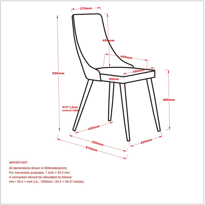 Inspire 202-353BK Carmilla Side Chair, set of 2 in Black