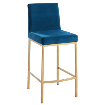Inspire Diego 203-101BLU/GL 26-Inch Counter Stool, Set Of 2 In Blue/Gold Legs