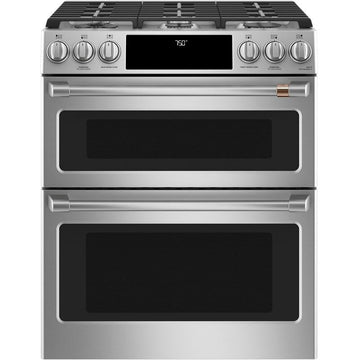 GE Cafe 30-InchSlide-In Front Control Gas Double Oven - CCGS750P2MS