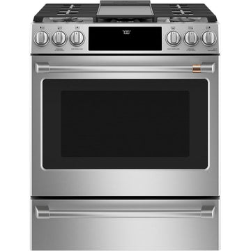 GE Café  30-Inch 5.6 cu ft Slide-In Front Control Gas Oven - CCGS700P2MS1