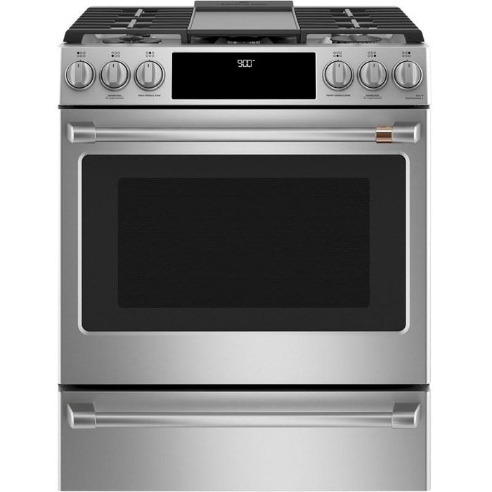 GE Cafe 30" wide Slide-In Front Control Dual-Fuel Convection Range CC2S900P2MS1