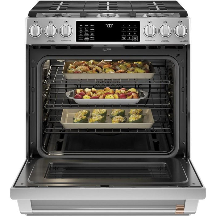 GE Café  30-Inch 5.6 cu ft Slide-In Front Control Gas Oven - CCGS700P2MS1