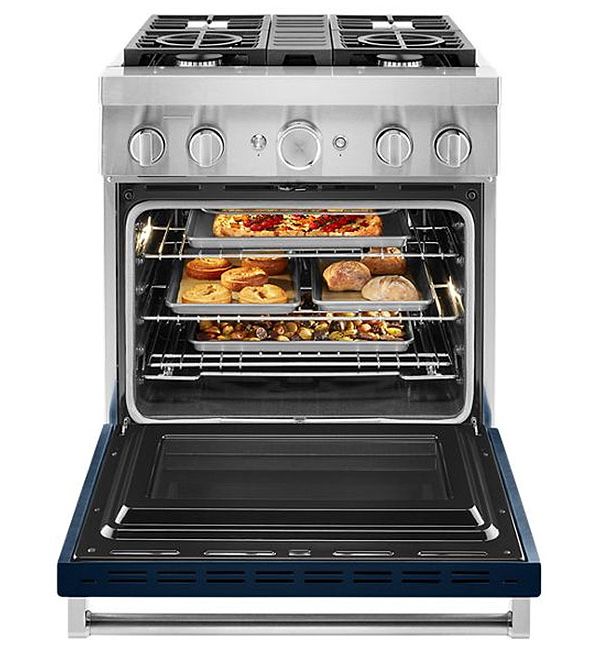 KitchenAid KFDC500JIB 30'' Smart Commercial-Style Dual Fuel Range with 4 Burners in Ink Blue