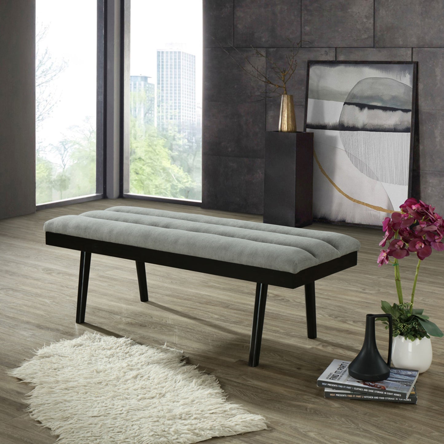 Inspire Paolo 401-691GY/CF Bench In Grey/Coffee Legs