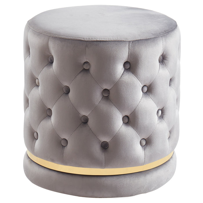 Inspire Delilah 402-609GY/GL Round Swivel Ottoman In Grey/Gold