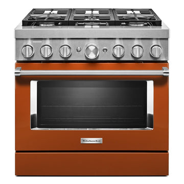 KitchenAid KFDC506JSC 36'' Smart Commercial-Style Dual Fuel Range with 6 Burners in Scorched Orange