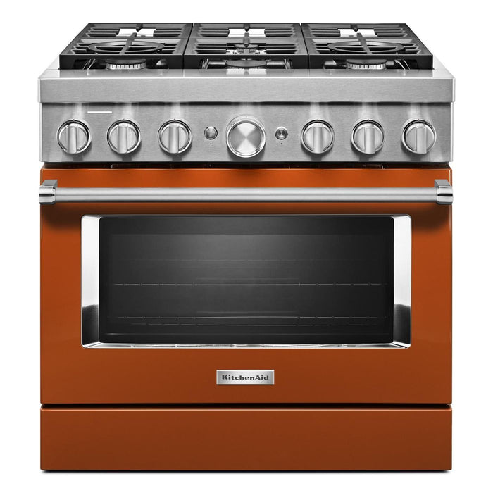 KitchenAid KFDC506JSC 36'' Smart Commercial-Style Dual Fuel Range with 6 Burners in Scorched Orange