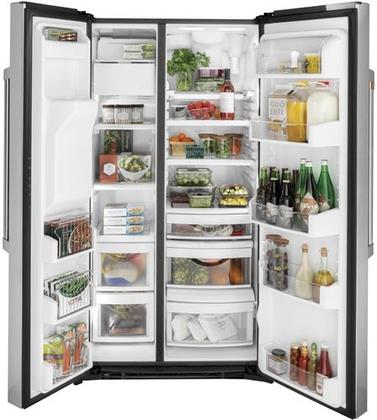 GE Cafe CZS22MP2NS1 36 Inch Freestanding Counter Depth Side by Side Refrigerator In Stainless Steel