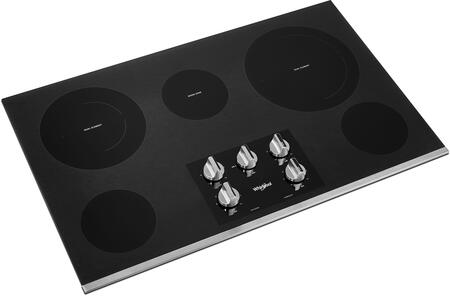 Whirlpool WCE77US6HS 36-inch Electric Ceramic Glass Cooktop with Two Dual Radiant Elements in Stainless Steel