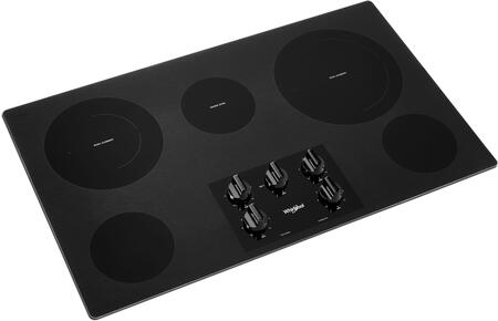 Whirlpool WCE77US6HB 36-inch Electric Ceramic Glass Cooktop with Two Dual Radiant Elements in Black