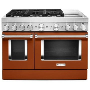 KitchenAid KFDC558JSC 48" Smart Commercial-style Dual Fuel Range With Griddle in Scorched Orange
