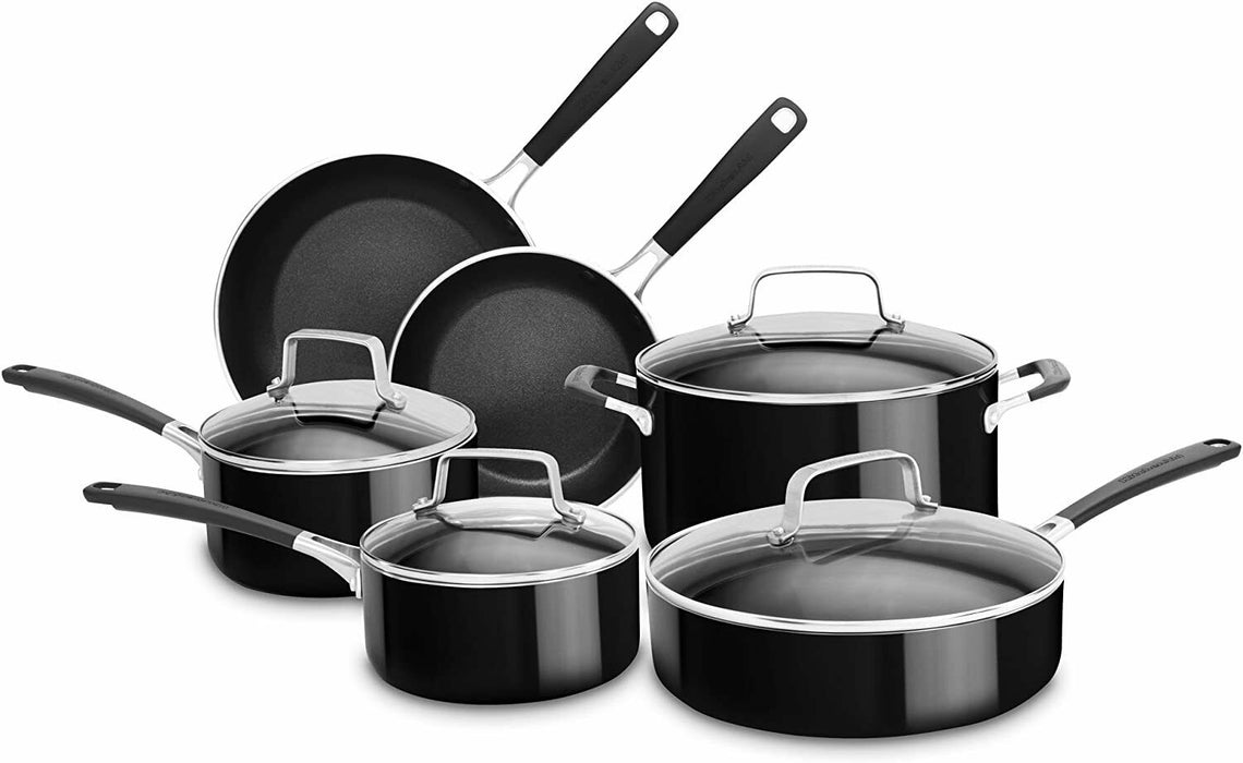 KitchenAid Aluminum Non-Stick 10-Piece Cookware Set In Onyx Black KC2AS10OB