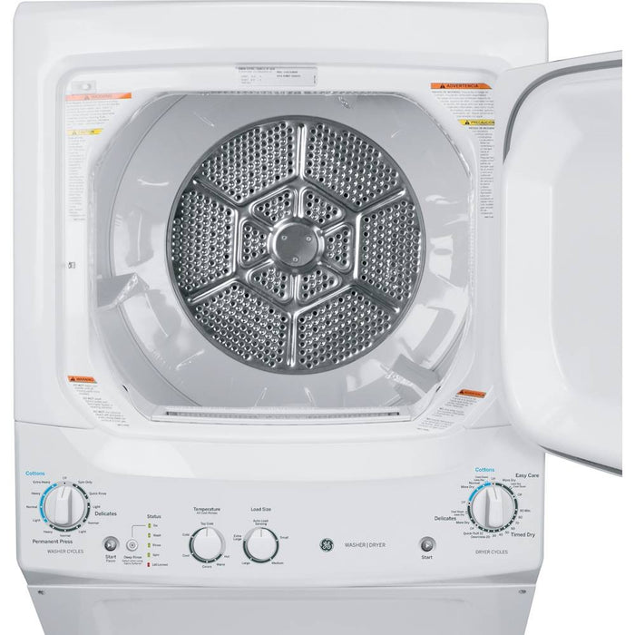 GE GUD27GSSMWW Unitized Spacemaker 11-Cycle Washer and 4-Cycle Gas Dryer Combo - White - Laundry Pair - GE - Topchoice Electronics