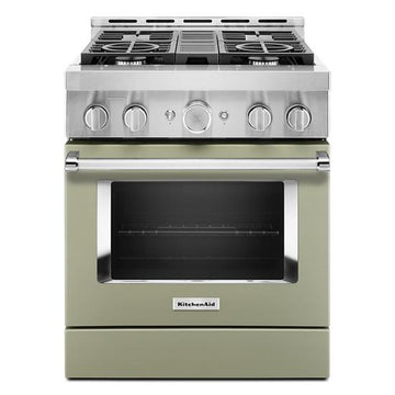 KitchenAid KFGC500JAV 30'' Smart Commercial-Style Gas Range with 4 Burners in Matte Avocado Cream