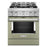 KitchenAid KFGC506JAV 36'' Smart Commercial-Style Gas Range with 6 Burners in Matte Avocado Cream