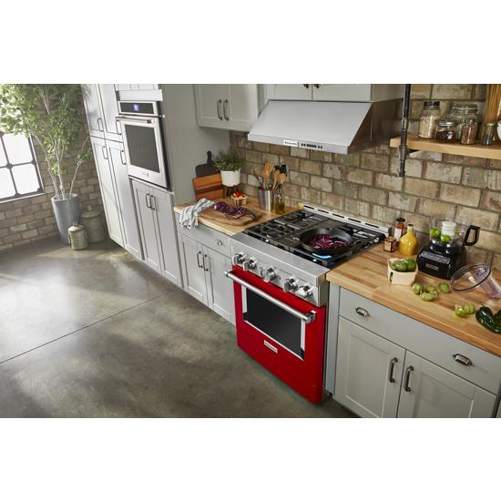 KitchenAid KFDC500JPA 30'' Smart Commercial-Style Dual Fuel Range with 4 Burners in Passion Red