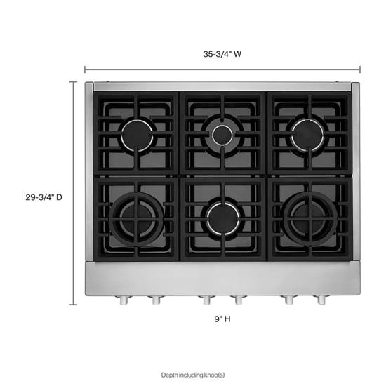KitchenAid KCGC506JSS 36'' 6-Burner Commercial-Style Gas Rangetop in Stainless Steel