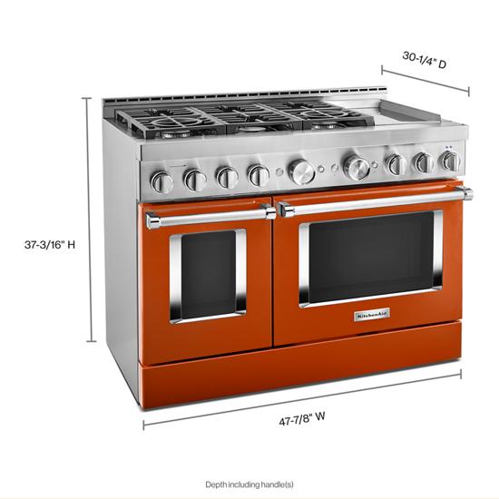 KitchenAid KFGC558JSC 48'' Smart Commercial-Style Gas Range with Griddle in Scorched Orange