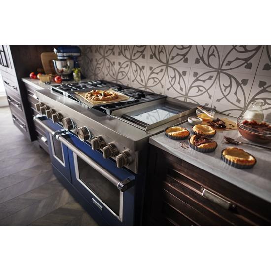 KitchenAid KFDC558JIB 48'' Smart Commercial-Style Dual Fuel Range with Griddle in Ink Blue