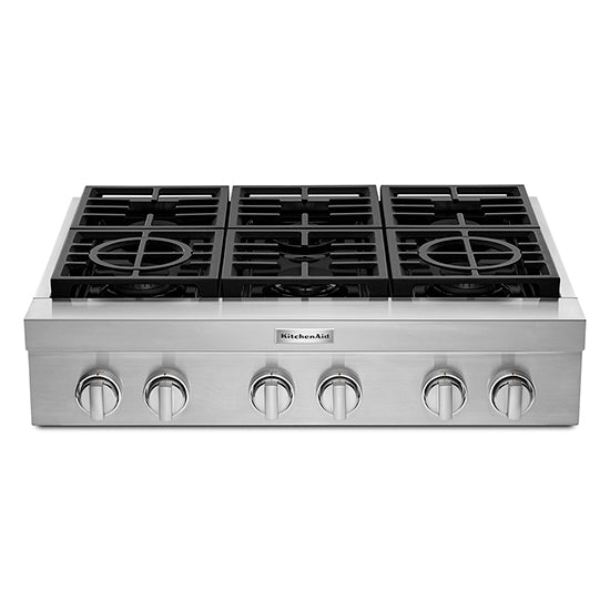 KitchenAid KCGC506JSS 36'' 6-Burner Commercial-Style Gas Rangetop in Stainless Steel