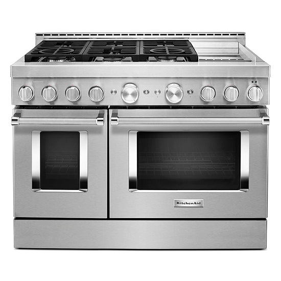 KitchenAid KFGC558JSS 48'' Smart Commercial-Style Gas Range with Griddle in Stainless Steel