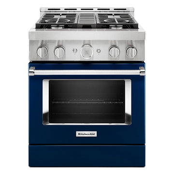 KitchenAid KFGC500JIB 30'' Smart Commercial-Style Gas Range with 4 Burners in Ink Blue