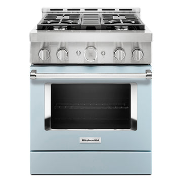 KitchenAid KFGC500JMB 30'' Smart Commercial-Style Gas Range with 4 Burners in Misty Blue