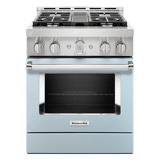 KitchenAid KFGC500JMB 30'' Smart Commercial-Style Gas Range with 4 Burners in Misty Blue