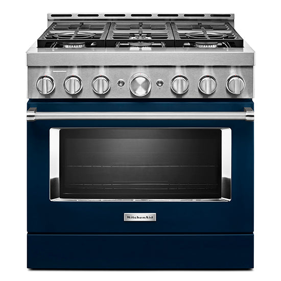 KitchenAid KFGC506JIB 36'' Smart Commercial-Style Gas Range with 6 Burners in Ink Blue