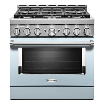 KitchenAid KFGC506JMB 36'' Smart Commercial-Style Gas Range with 6 Burners in Misty Blue