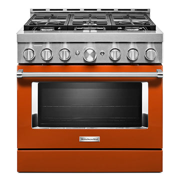KitchenAid KFGC506JSC 36'' Smart Commercial-Style Gas Range with 6 Burners in Scorched Orange