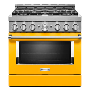 KitchenAid KFGC506JYP 36'' Smart Commercial-Style Gas Range with 6 Burners in Yellow Pepper