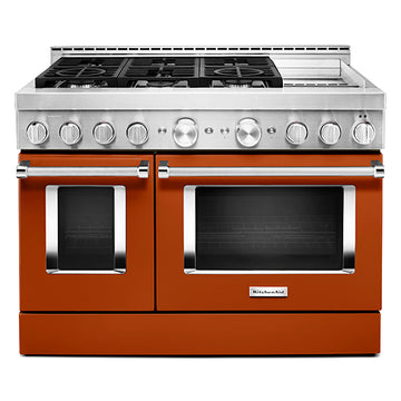 KitchenAid KFGC558JSC 48'' Smart Commercial-Style Gas Range with Griddle in Scorched Orange